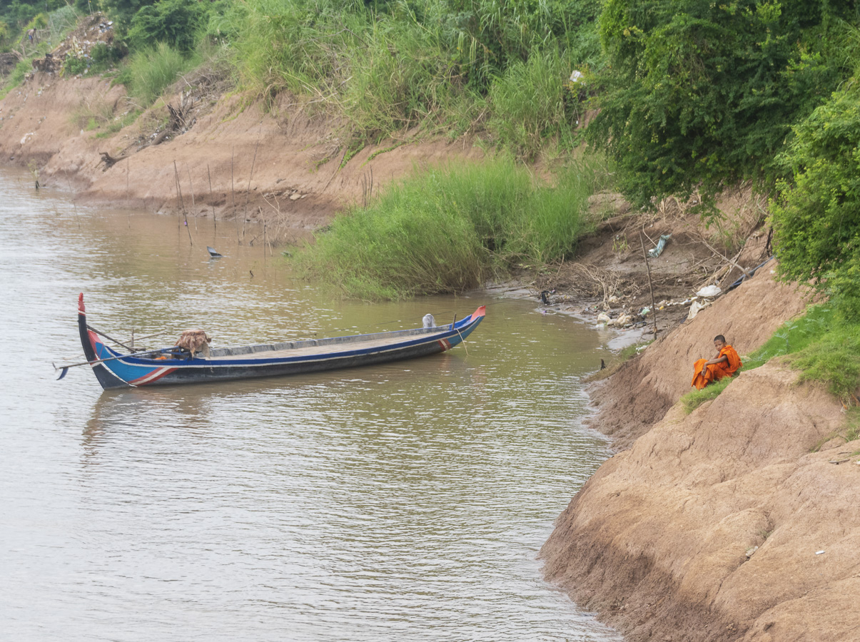 Young Monk & Canoe - Angkor Ban