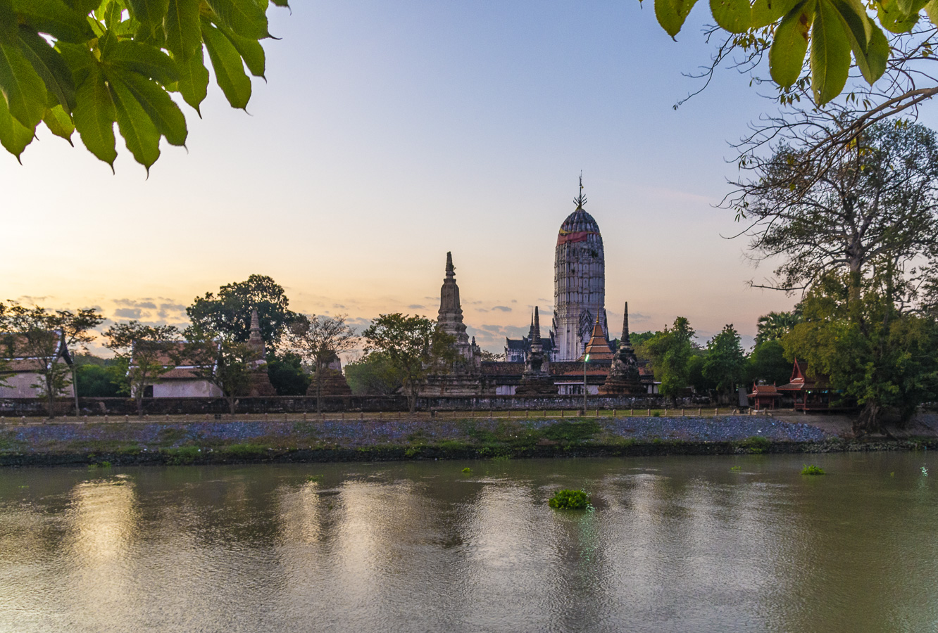Sunrise over the Wat Phutthai Sawan Temple
